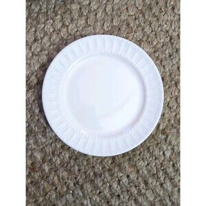 White Elements China Salad Dessert Plate 7 3/4 Inches  White Dotted Rim EUC